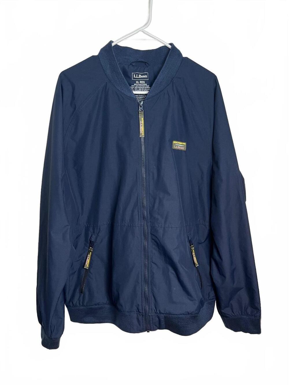 LL Bean 3 Season Bomber Jacket XL Navy Blue Fleece Lined Windproof Coat